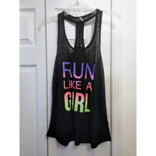 Photo of Ideology Black Run Like A Girl Graphic Tank Top, Women's Small
