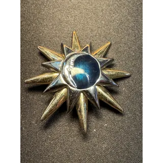 Photo of Vintage Liz Claiborne Starburst Sun Crescent Moon Brooch