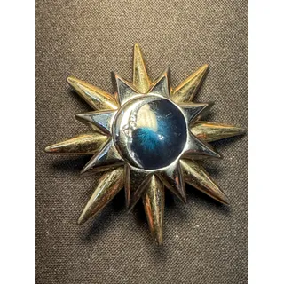 Photo of Vintage Liz Claiborne Starburst Sun Crescent Moon Brooch