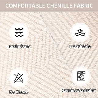 Photo of One Chenille Sofa Couch Armrest Cover, Beige White, 27"x 27"