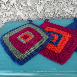 Photo of Handmade Hot Pad Set: Color Block Kitchen Decor