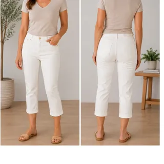 Photo of Express White Capri Jeans Size 8 NWOT Cuffed Cropped