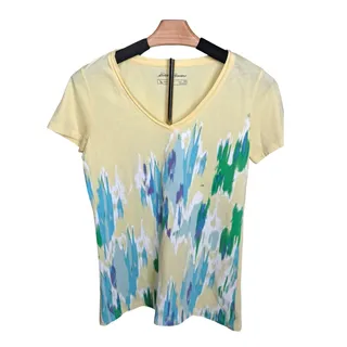 Photo of Eddie Bauer Women's Yellow Abstract Print Tee Shirt NWOT XS