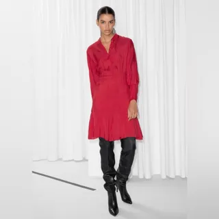 Photo of & Other Stories Frill Hem Red Long Sleeve Dress