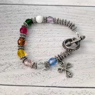 Photo of Colorful Bracelet with Cross Charm
