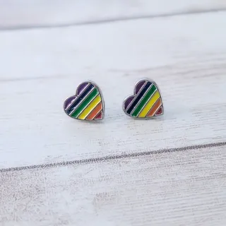 Photo of Rainbow Heart Shape Stud Earrings