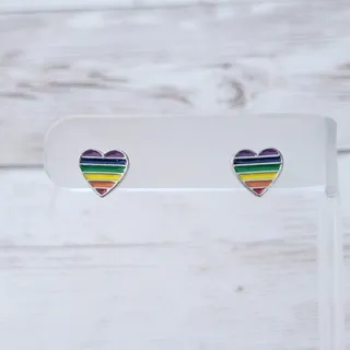 Photo of Rainbow Heart Shape Stud Earrings
