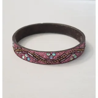 Photo of Vintage Bracelet / Bangle Mauve Glitter Bangle 7"