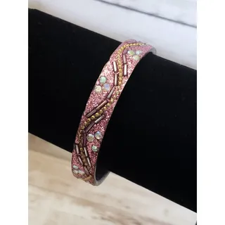 Photo of Vintage Bracelet / Bangle Mauve Glitter Bangle 7"