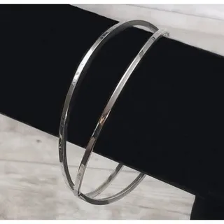 Photo of Vintage Bracelet / Bangle - Silver Tone Cross Over Design Bangle 8.25"