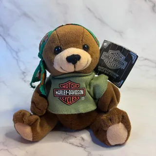 Photo of Vintage 1998 Harley Davidson Manifold Max Bean Bag Plush Bear w/ Tags 6"