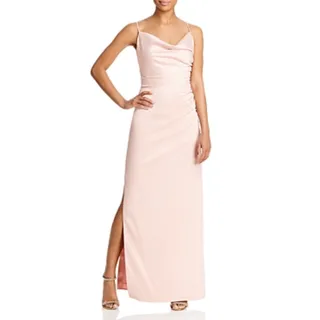 Photo of Laundry by Shelli Segal Pink Evening Column Gown Satin Ruched Long Dress Size 8
