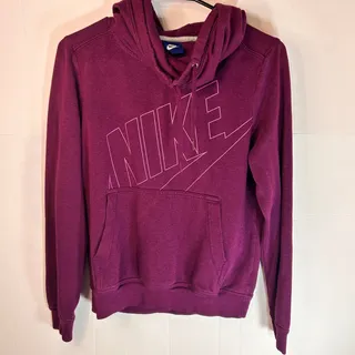 Photo of Nike Burgundy/Purple Outline Logo Pullover Hoodie Sweatshirt Women’s S