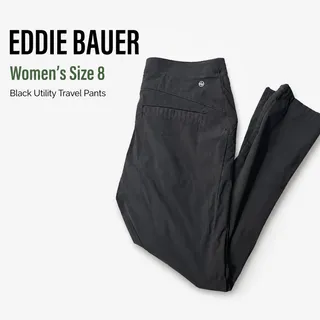 Photo of Eddie Bauer Women’s Size 8 Black Utility Travel Hiking Pants Lightweight Outdoor