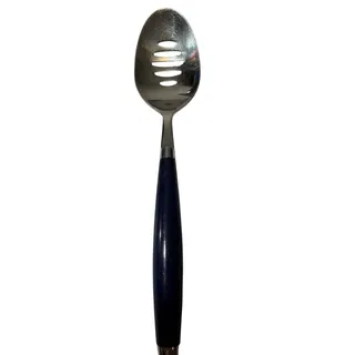 Photo of FIESTA 1 slotted serving spoon Hostess flatware Fiestaware BLUE Silverware 
