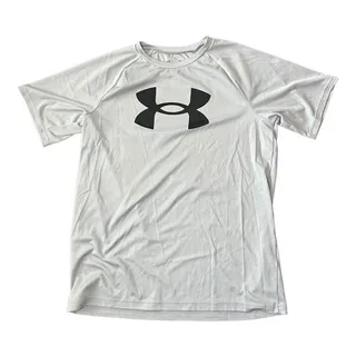 Photo of Under Armour gray black logo active shirt loose fit Heatgear youth XL