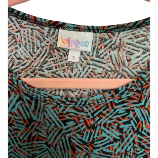 Photo of Lularoe Hi Low Irma short sleeve scoop neck oversized tunic shirt blue orange S
