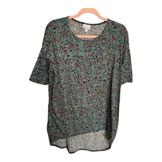 Photo of Lularoe Hi Low Irma short sleeve scoop neck oversized tunic shirt blue orange S