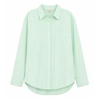 Photo of The Good Jane Micah Shirt button up long sleeve Baby Leaf Green White Stripe NWT