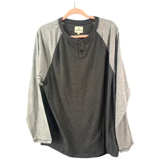Photo of Rebel Canyon Henley baseball button shirt long sleeve charcoal gray large NWT