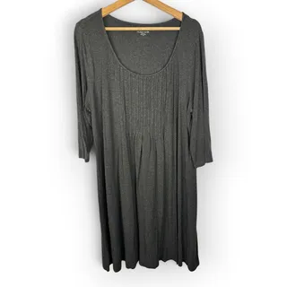 Photo of Eileen Fisher Women size 1X Charcoal Gray Pleated Shift Tunic Dress Minimalist