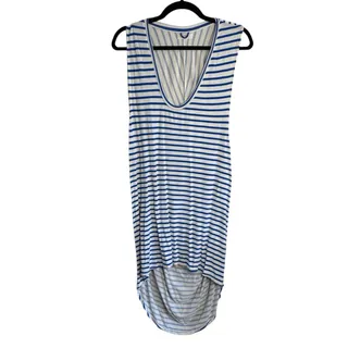 Photo of Mikoh Okinawa Marine Stripe Fiji Blue and White Drape Back Tunic Dress