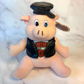 Photo of Vintage 1998 Harley-Davidson Stuffed Pig Plush Biker Motorcycle Hog w/ Tag 7"