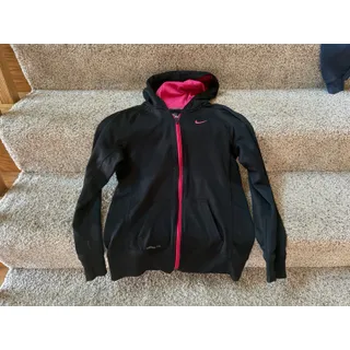 Photo of Nike girls XL black and pink zip up hoodie jacket