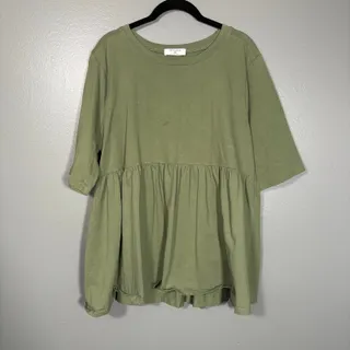 Photo of Zenana Casual Peplum T-Shirt Olive Green Peasant Boho - 1X -Women's Plus Size