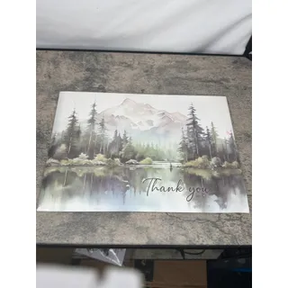 Photo of Set of 20 Thank You Cards Set with Envelopes- Watercolor Nature Forest