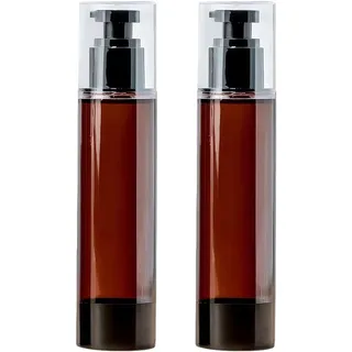 Photo of 2Pcs Refillable Plastic Airless Lotion Pump Bottles with Black Pump- Brown