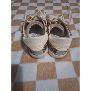 Photo of Dolce Vita Low Top Beige Leopard Print Glitter Lace Up Women's Athletic Sneaker