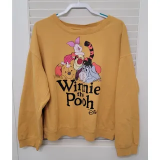 Photo of Disney Winnie The Pooh Sweatshirt Womens XL Long Sleeve Graphic Crew Neck Yellow
