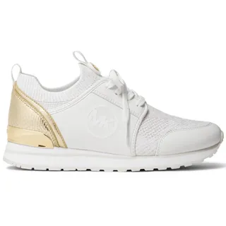 Photo of Michael Kors Dash Knit Trainer Sneakers Metallic Stretch Knit Pale Gold Size 9.5