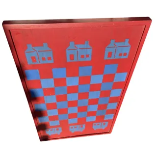 Photo of Vintage 1983 Hand Painted Folk Art Checker Board Tami Spore Yakima WA Signed Art