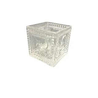 Photo of Clear Square Pressed Glass BABY square Open-Top Holder, Clear Glass Square Bowl