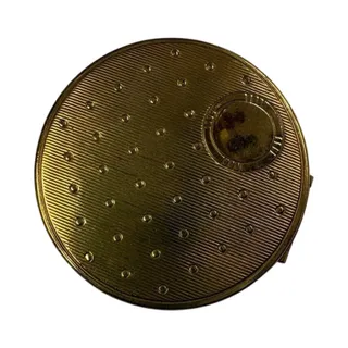 Photo of Rare Richard Hudnut Three Flowers Crimson blush, Gold Powder Compact Mirror Puff