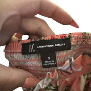 Photo of INC International Concepts Pink Floral Smocked Square Neck Tie Front Tank Top S