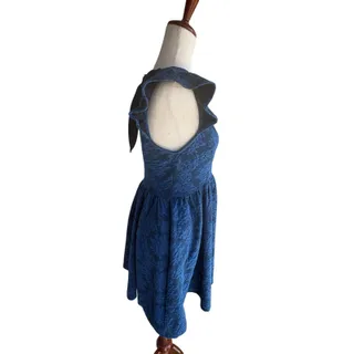 Photo of Xhilaration Women’s XS Blue Black Floral Lace Fit & Flare Scoop Open Back Zip