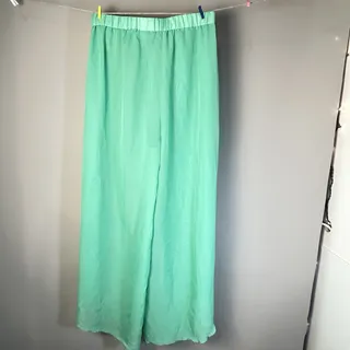 Photo of Mint Green Sheer Wide Leg Festival Pants Elastic Waist L I Dream Of Jeannie Pant