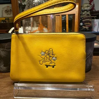 Photo of Coach Disney Mickey Mouse Wristlet Skateboard Golden Yellow Women’s EUC