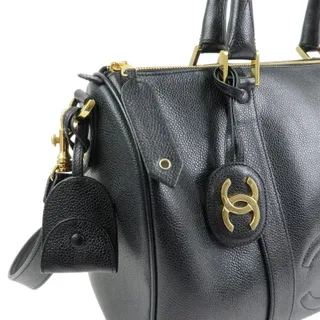 Photo of Chanel Coco Mark Caviar Leather Handbag Black