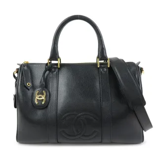 Photo of Chanel Coco Mark Caviar Leather Handbag Black