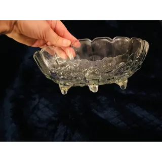 Photo of Vintage Pressed Glass Fruit Pattern Serving Bowl