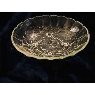 Photo of Vintage Pressed Glass Fruit Pattern Serving Bowl