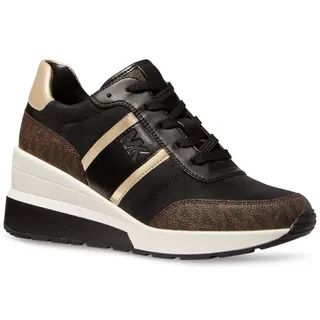 Photo of Michael Kors Women's Mabel Mixed-Media Trainer Black Brown Lace-Up 7 M