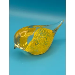 Photo of Handcrafted Murano Style Yellow & Clear Art Glass Bird Figurine Paperweight