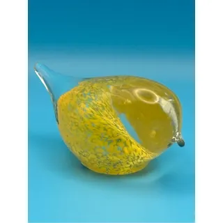 Photo of Handcrafted Murano Style Yellow & Clear Art Glass Bird Figurine Paperweight