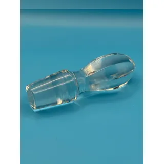 Photo of Vintage Clear Crystal Glass Decanter Stopper with a Faceted Pointed Design