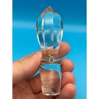Photo of Vintage Clear Crystal Glass Decanter Stopper with a Faceted Pointed Design